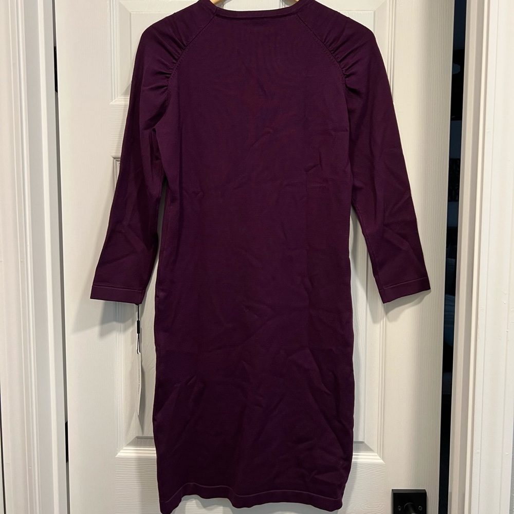 NWT Calvin Klein Sweater Dress size M Purple ruched lovely! - Picture 4 of 7